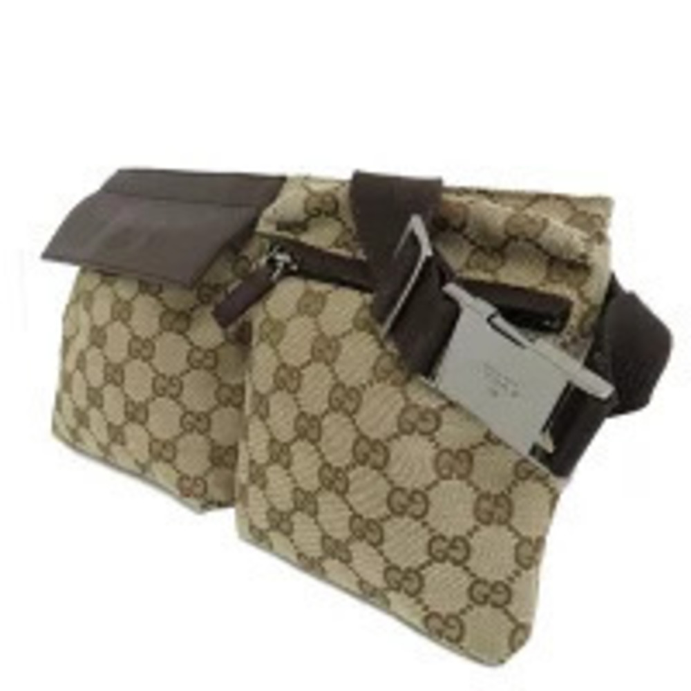 Gucci Bag Brown Beige Crossbody Bum GG Clutch Waist Body Canvas Belt